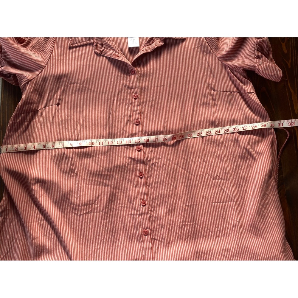 Gilli Calla Shirt Dress 2X Dark Pink Striped Ruffle Sleeve Button Front New - Picture 13 of 14